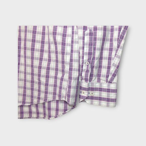 Men's Bugatchi UOMO Purple Plaid Long Sleeve Button Up Shirt Size Medium - Picture 2 of 6